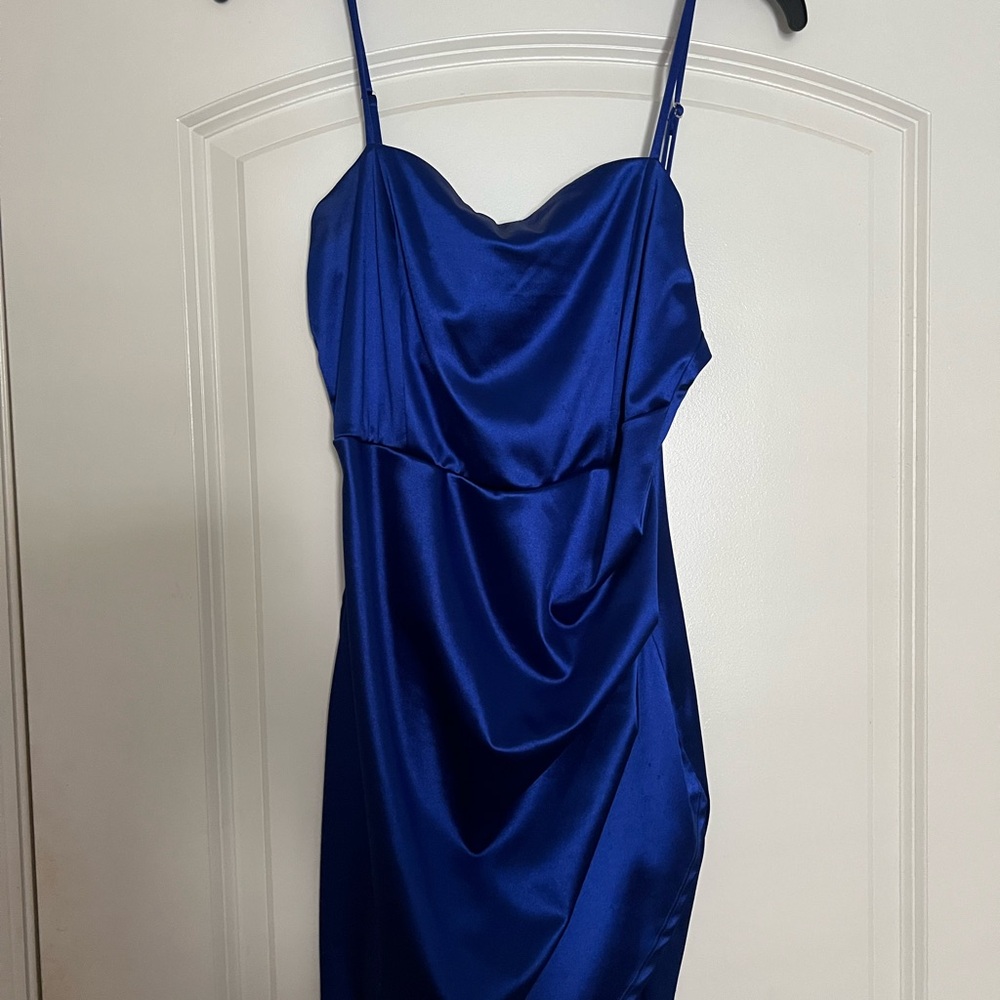 Elegant Blue Satin Mini Dress